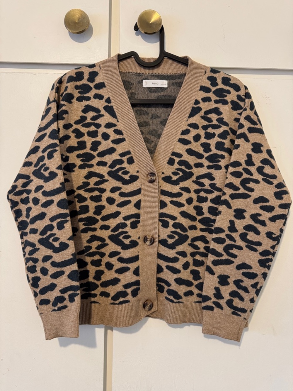 Mango Girls Leopard Print Button-Up Cardigan